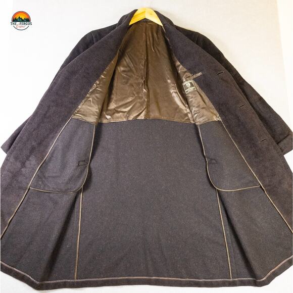 Quality By Kuppenheimer Overcoat Black Wool Cashmere Blend Academia Men's Sz 48 - Picture 3 of 13